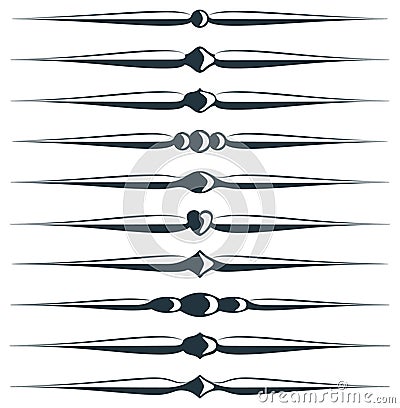 Ten_vintage rulers Vector Illustration