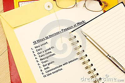 Ten ways to increase passion at work Stock Photo