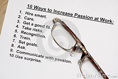 Ten ways to increase passion at work Stock Photo