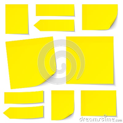 Set Of Yellow Stick Notes Stock Photo