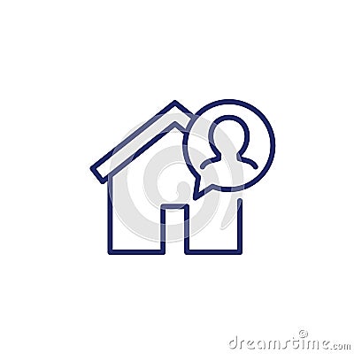 tenant, resident line icon with a house Vector Illustration