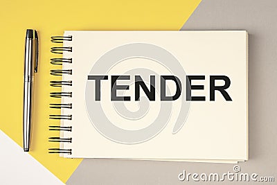 Tender, business offer text on paper document Stock Photo