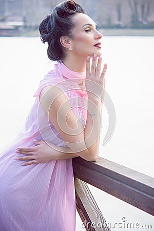 Middle age woman wear elegant accessorize lifestyle Stock Photo