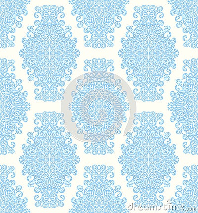 Tender damask vintage floral seamless pattern background Vector Illustration