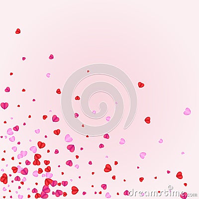 Tender Heart Background Pink Vector. Rain Frame Confetti. Violet Mother Pattern. Red Heart Valentine Illustration. Vector Illustration