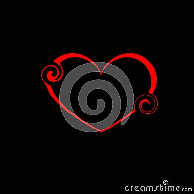 Tender heart made of spirals and red monograms in vintage style Stock Photo