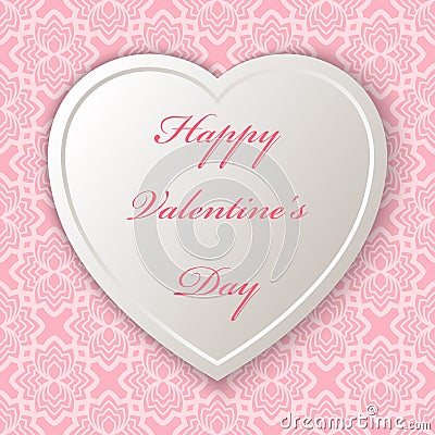 Tender heart with text Happy Valentine`s Day. A seamless pattern Vector Illustration