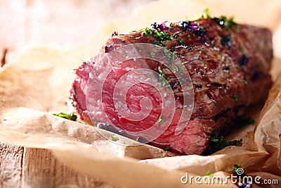 Tender lean rare roast beef Stock Photo