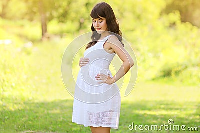 Tender lovely pregnant woman Stock Photo