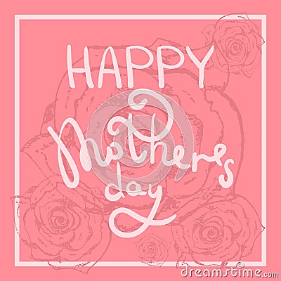 Tender pink happy mothers day greeting card Vector Illustration