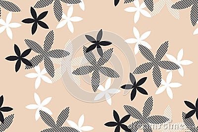 Tender rosy beige floral seamless pattern. Vector Illustration