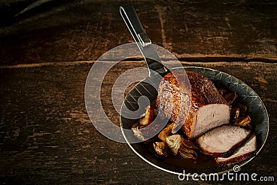 Tender tasty roasted portion of veal Stock Photo
