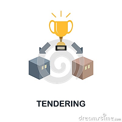 Tendering flat icon. Simple sign from procurement process collection. Creative Tendering icon illustration for web Vector Illustration