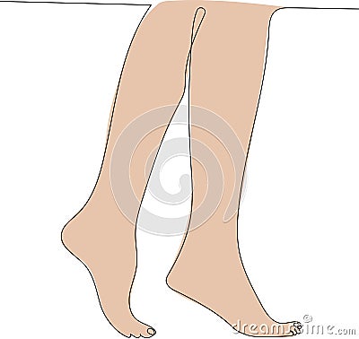 tenderness bare feet of woman standing on floor Vector Illustration