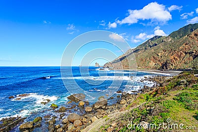 Tenerife,Canary islands,Spain - Benijo beach seen from Roque de Stock Photo