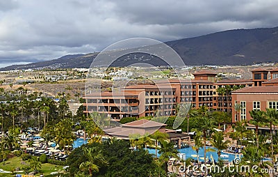 Tenerife,Canary Islands,Spain - March 24, 2019: View on H10 Costa Adeje Palace a seafront hotel with direct access to Playa de La Editorial Stock Photo