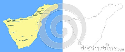 Tenerife island map - cdr format Vector Illustration