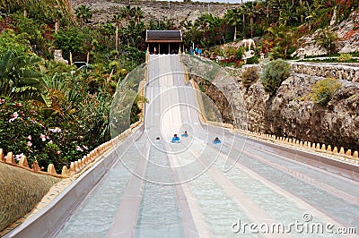 The Naga Racer water slide attraction in Siam waterpark Editorial Stock Photo