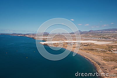 Tenerife south coastline view from the top of the red mountain. Stock Photo