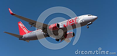 Jet2 Airlines flies in the blue sky. Landing at Tenerife Airport Editorial Stock Photo