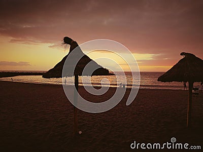 Tenerife sunset in Ocean side Stock Photo