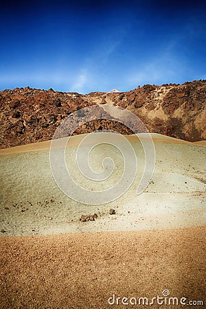 Tenerife, View from Tabonal Negro to Mount Teide. Stock Photo