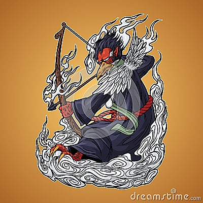 Tengu Japanese Mythology Illustration Vector Illustration