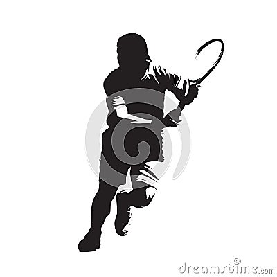 Tenis player, isolated vector silhouette, ink drawing. Individual sport Vector Illustration