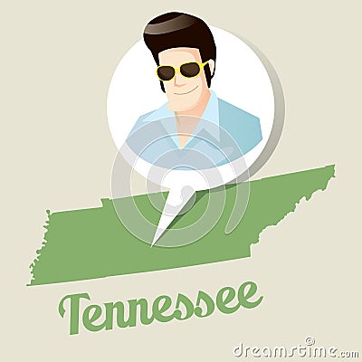 Tennessee map with elvis presley icon. Vector illustration decorative design Vector Illustration