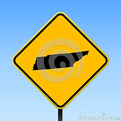 Tennessee map on road sign. Vector Illustration