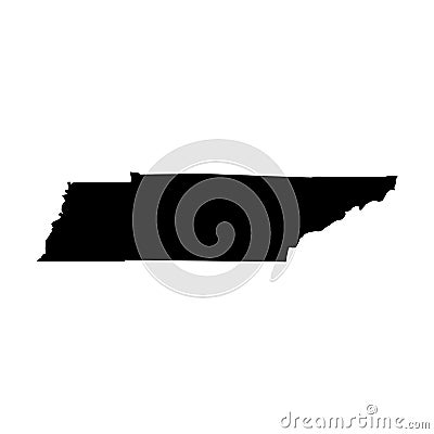 Tennessee, state of USA - solid black silhouette map of country area. Simple flat vector illustration Vector Illustration