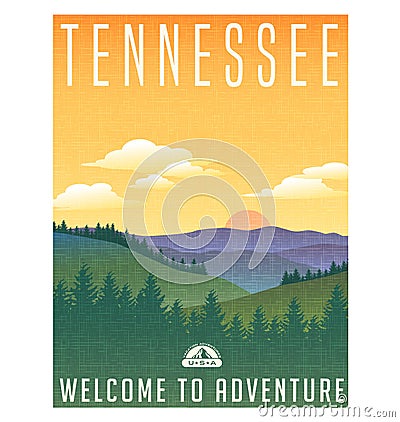 Tennessee, United States travel poster Vector Illustration