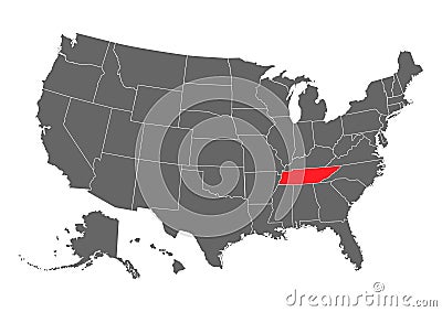 Tennessee vector map. High detailed illustration. United state of America country Vector Illustration