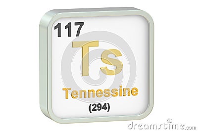 Tennessine chemical element, 3D rendering Stock Photo