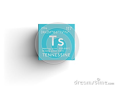 Tennessine. Halogens. Chemical Element of Mendeleev\'s Periodic Table. 3D illustration Cartoon Illustration