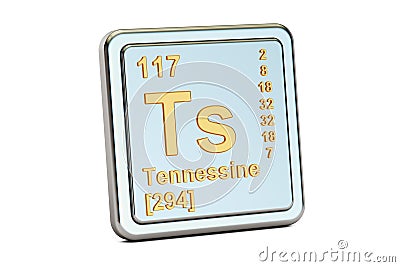 Tennessine Ts, chemical element sign. 3D rendering Stock Photo