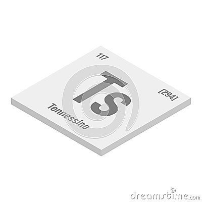 Tennessine, Ts, periodic table element Vector Illustration