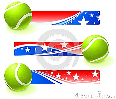 Tennis Bal with Patriotic Banners Stock Photo