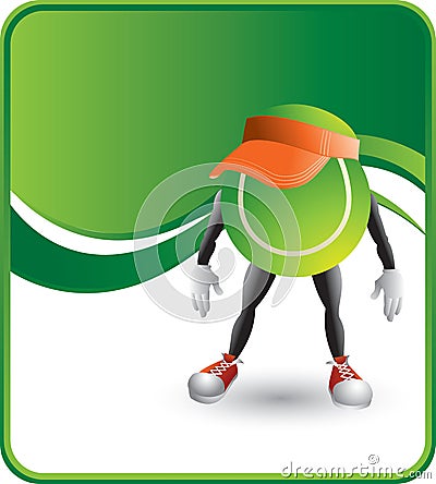 Tennis ball cartoon character wearing a visor Vector Illustration