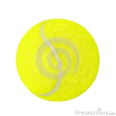 Tennis ball green, hemispherical halves, close-up, isolated on white background with clipping path Stock Photo