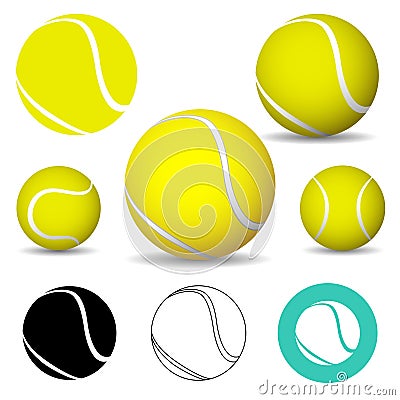 Tennis ball, icons Vector Illustration