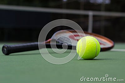 Tennis Ball and racket Stock Photo