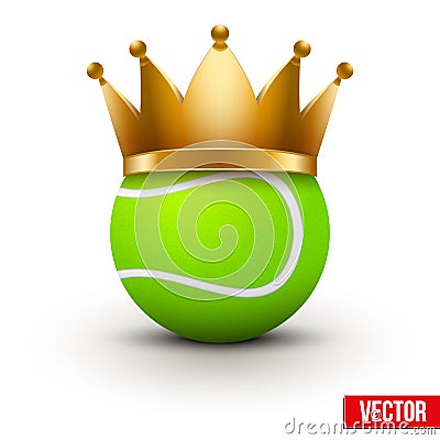 Tennis ball with royal crown Vector Illustration