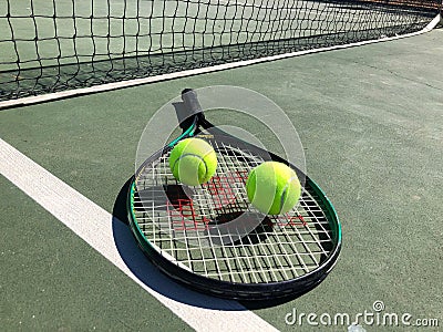 Tennis Balls With Racket Editorial Stock Photo