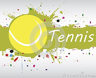 Tennis banner.Abstract green background with colorful splash Vector Illustration