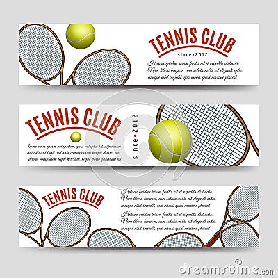 Tennis club banner collection Vector Illustration