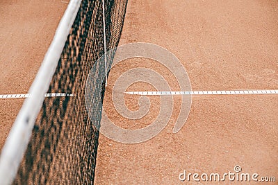 Tennis court with a grid for professional games. Stock Photo