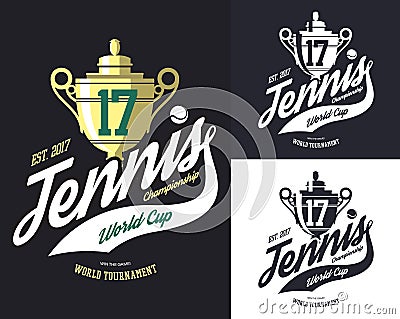 Tennis cup or trophy for sport tournament logo Vector Illustration