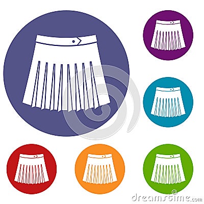 Tennis female skirt icons set Vector Illustration