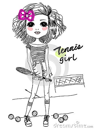 Tennis girl Vector Illustration